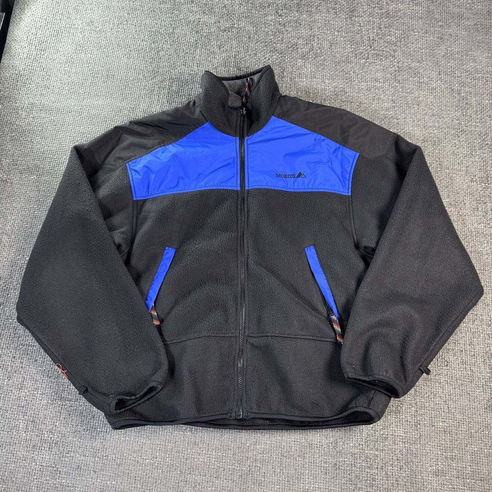 Mobius Ivar Parka Fleece Jacket Mens 42 Black Blue Gorpcore Full Zip Outdoor